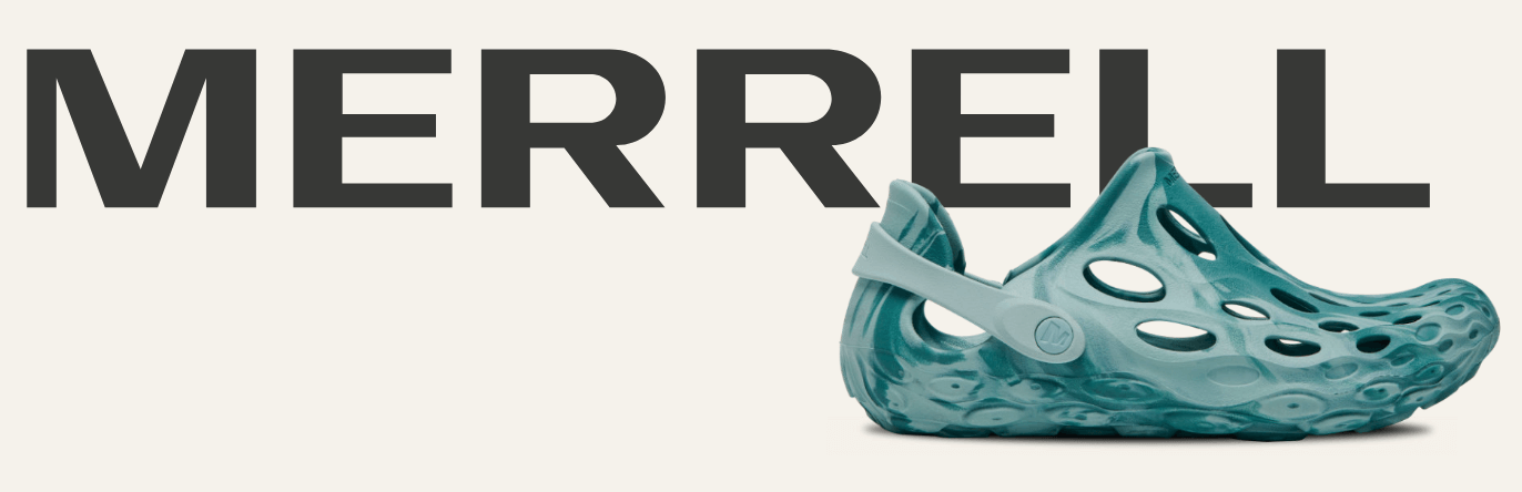 Merrell logo with hydro moc shoe.